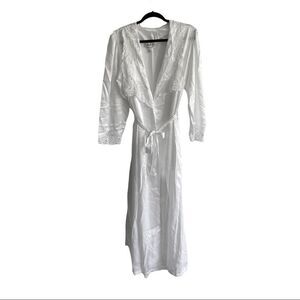 VINTAGE Unmentionables White Satin Robe Lace S